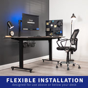 61 × 51 cm Black Clamp-On Steel Desk Pegboard & Privacy Panel