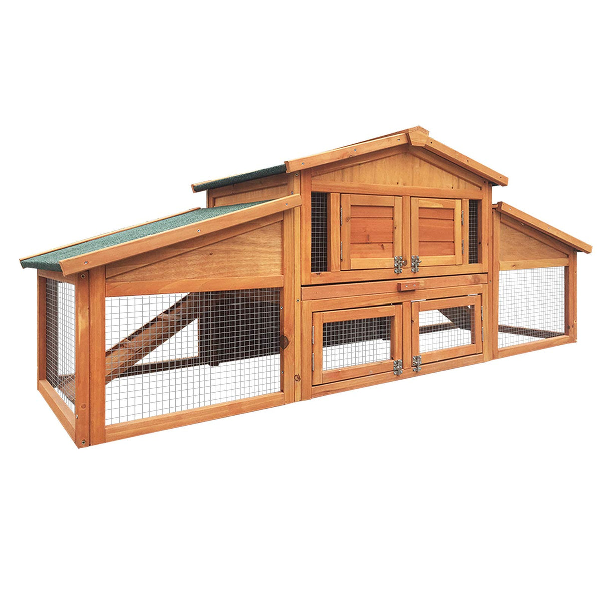 i.Pet Chicken Coop Large Rabbit Hutch, 138 x 49 x 85cm Coops Wooden Pet House Run Cage Walk in Guinea Pig Ferret Bunny Hen Chook, Outdoor Metal Door Roof Ladder Hatch Nestiong Box Farm
