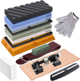 TFMODBFA Knife Sharpening Stone Set - 2 Side Grit 400/1000 3000/8000 Kitchen Knife Sharpener Stone, Professional Kitchen Sharpener Stone Includes Non-Slip Rubber Bases