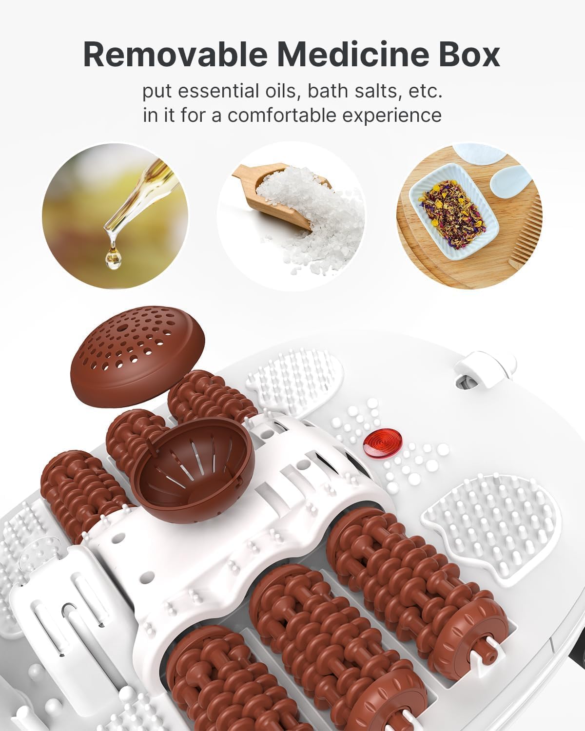Foot Spa Bath Massager, Motorized Foot Spa with Heat and Massage and Jets,Powerful Bubble Jets with Infrared,Shiatsu Foot Spa Massager Corn Rollers,Relieve Feet Muscle Pain