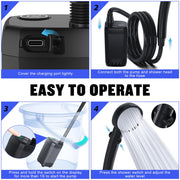 Portable Shower for Camping, [6000mAh Long-Lasting] Spopal Rechargeable Camping Shower with Shower Head, Intelligent LED Display, Electric Shower Pump for Camping, Hiking, Travel, Car & Pet Clean