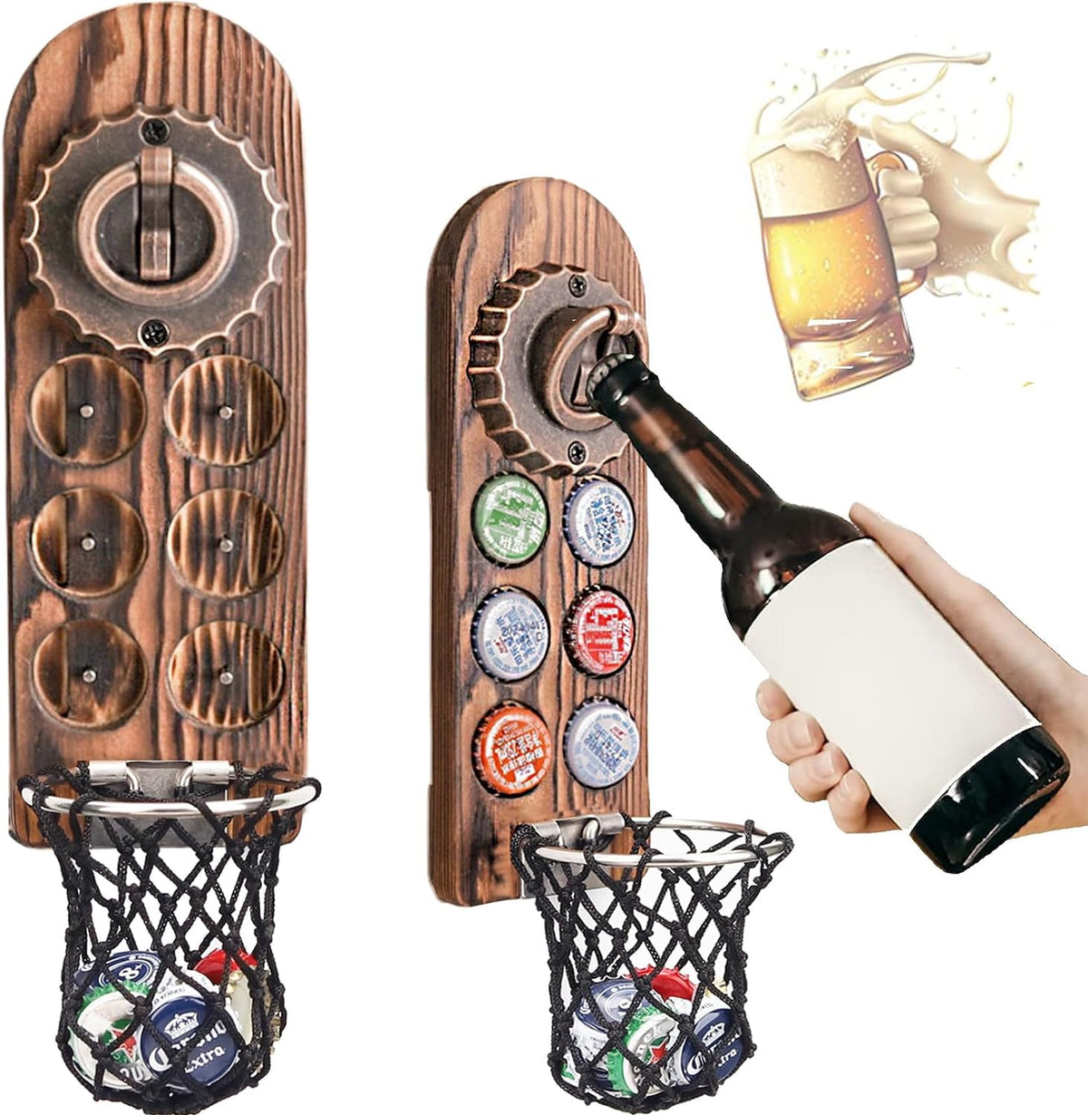 Magnetic Football Wall Bottle Opener with Cap Net
