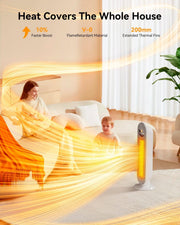 2000W Ceramic Tower Space Heater – Fast PTC Heating with Remote, 12H Timer & Oscillation