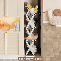 4-Tier Foldable Shoe Rack – 10–12 Pairs, Brown