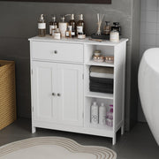 White Freestanding Storage Cabinet with Drawer & Shelves