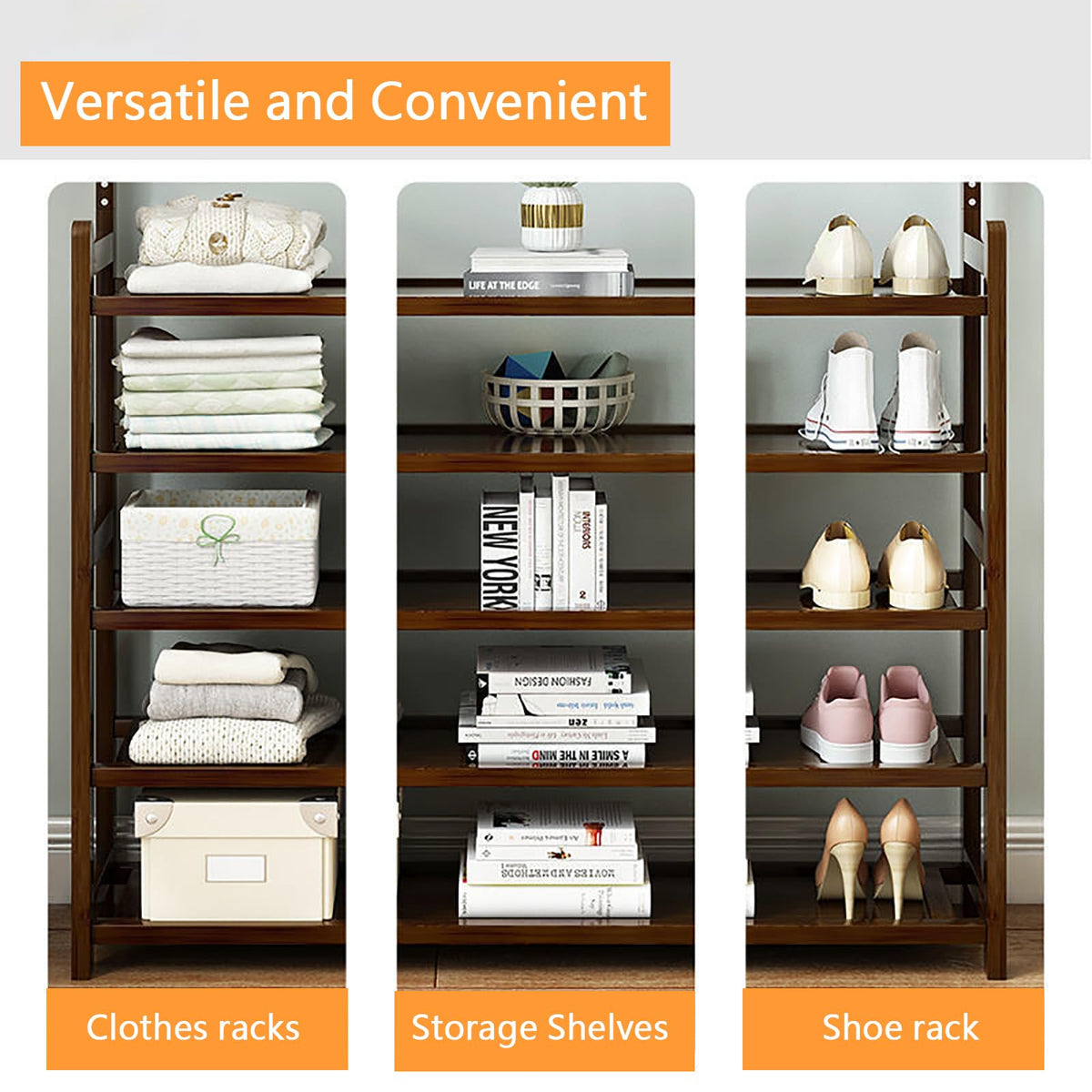 2-in-1 Hall Tree with Shoe Rack, 10 Hooks & 5 Shelves