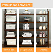 2-in-1 Hall Tree with Shoe Rack, 10 Hooks & 5 Shelves