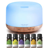 ASAKUKI 500ml Essential Oil Diffuser, 5 in 1 Ultrasonic Aromatherapy Fragrant Oil Diffusers, Vaporizer Humidifier with Remote Control, Timer, Auto-Off Safety Switch, 7 LED Light Colors