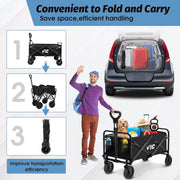 L4 Heavy-Duty Collapsible Utility Wagon with Side Pocket