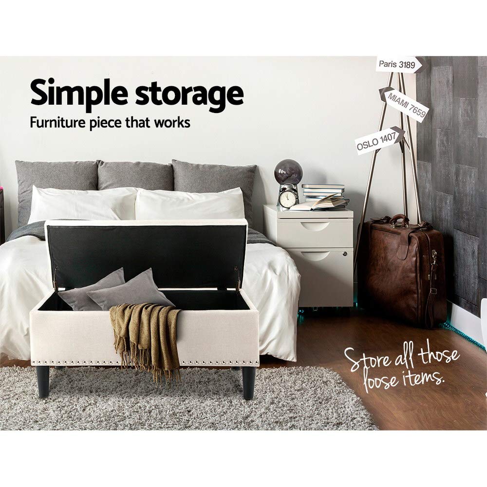 Taupe Tufted Storage Ottoman – 95.5 cm