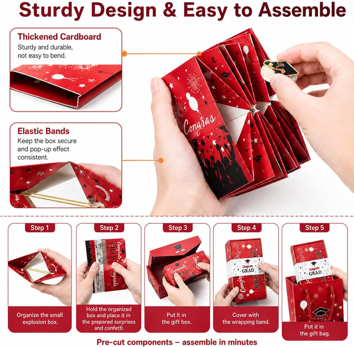 2026 Graduation Pop-Up Surprise Gift Box – Red or Blue