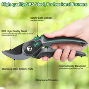 SK-5 Bypass Garden Pruning Shears with Safety Lock