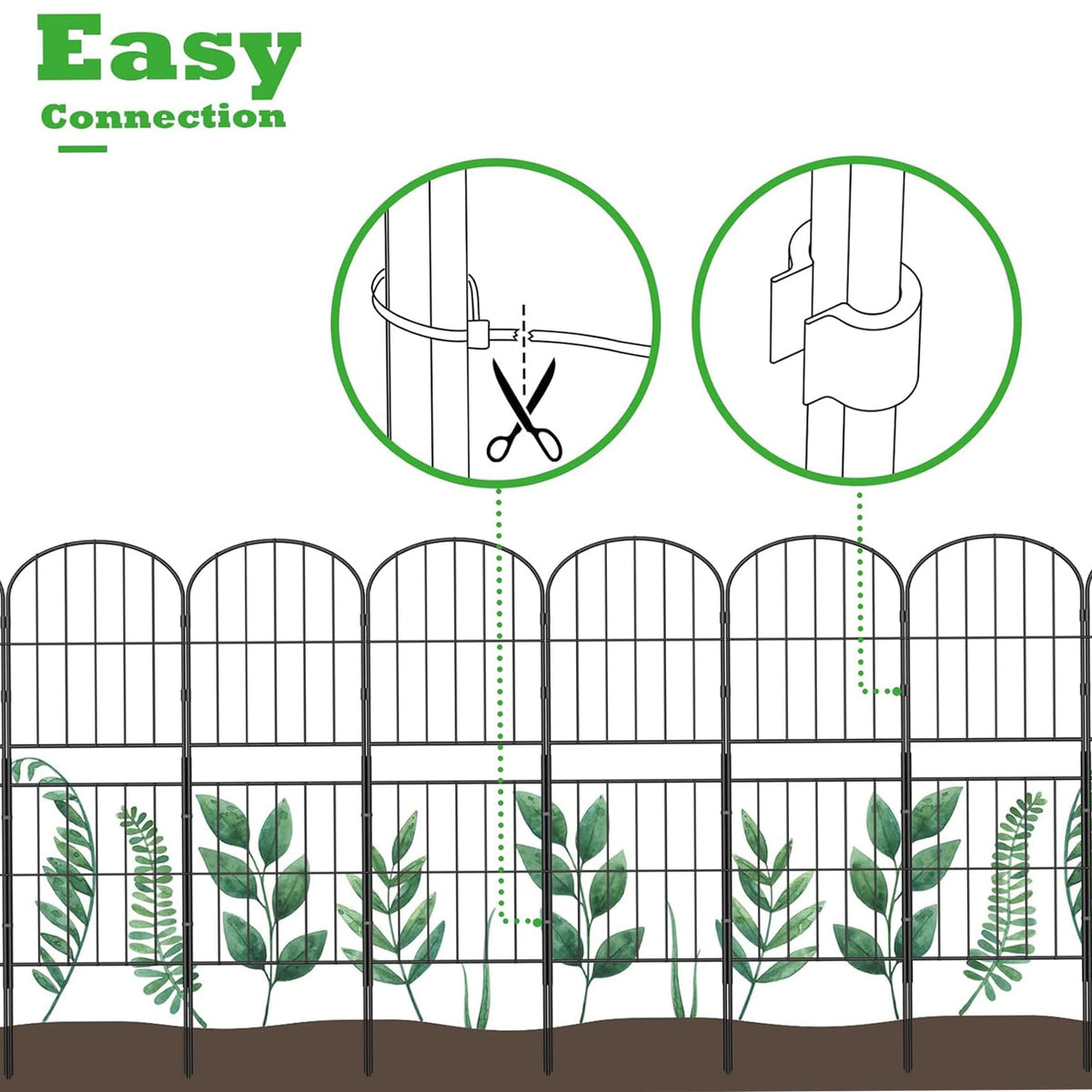 10-Panel Arched Metal Garden Border Fence – 92 × 330 cm