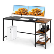 140 cm Black Computer Desk with 2-Tier Shelves