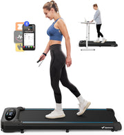Walking Pad Treadmill,Under Desk Treadmills for Home & Office,Walking Pad Portable Walk Pad with Max 3.8MPH 40 dB,2 in 1 Quiet Portable Mini Treadmill with Remote Control, APP,LED
