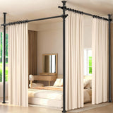 Room Divider Curtain Rod, No Drill Wall Divider for Room Separation122-305cm(H) /154-354cm(W) Adjustable Tension Rod, Heavy Duty Tension Curtain Rods for Bedroom, Living Room Or Studio