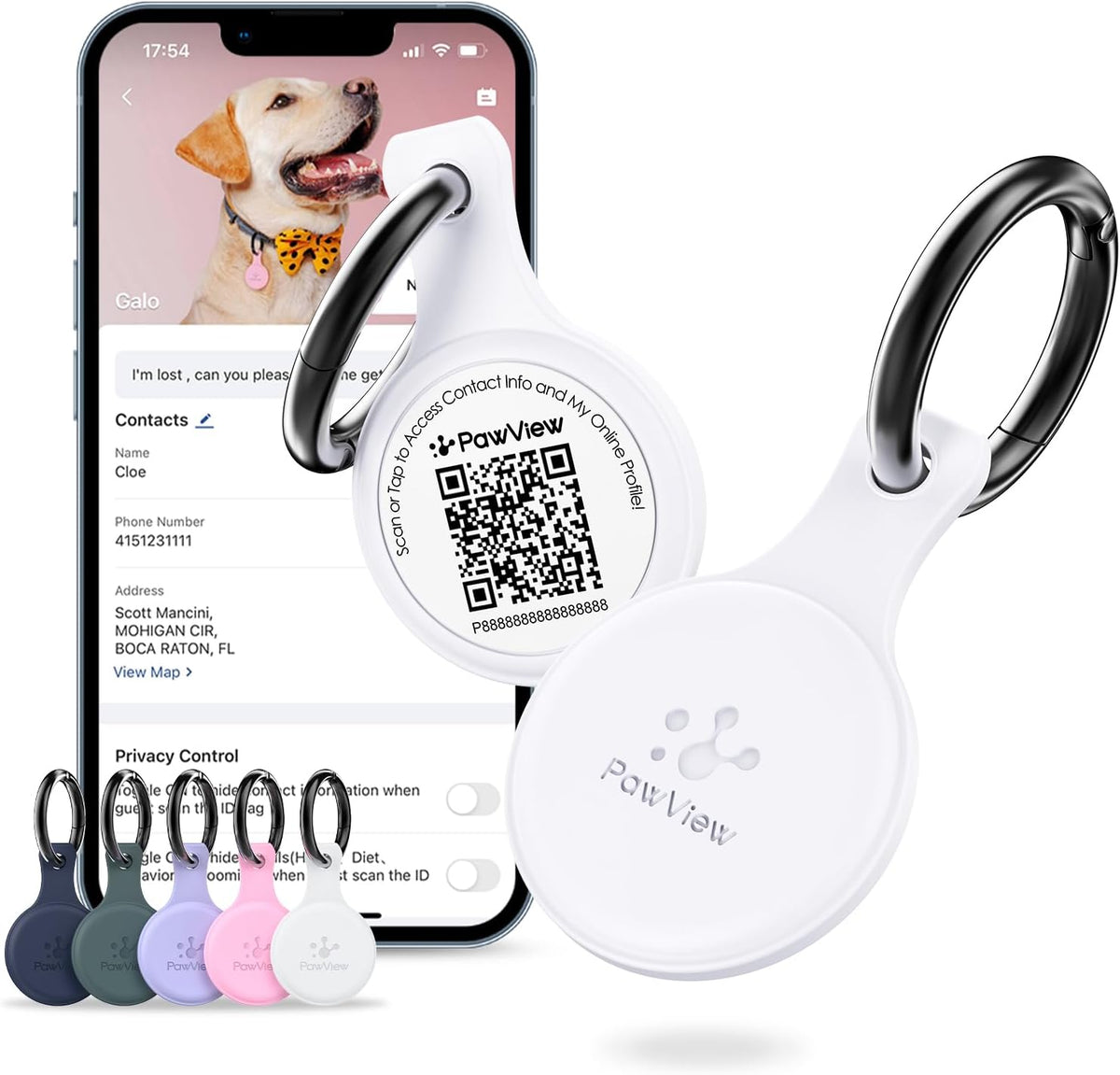 NFC & QR Smart Pet ID Tag – 6 Colours