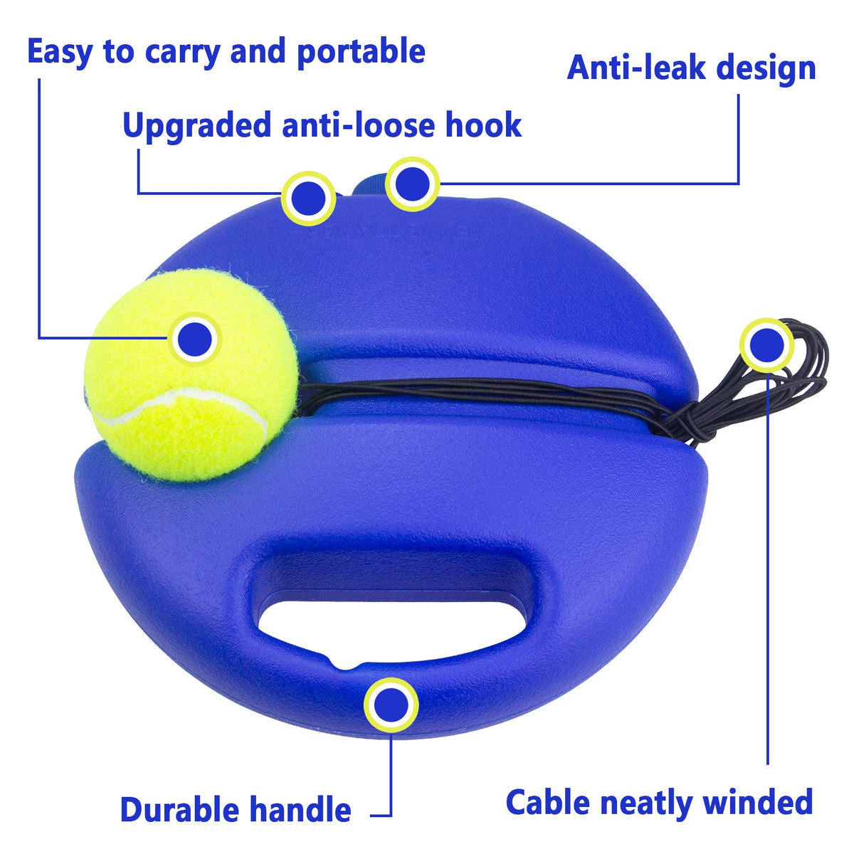 Tennis Rebound Trainer with Base, 4 Balls & Elastic Ropes