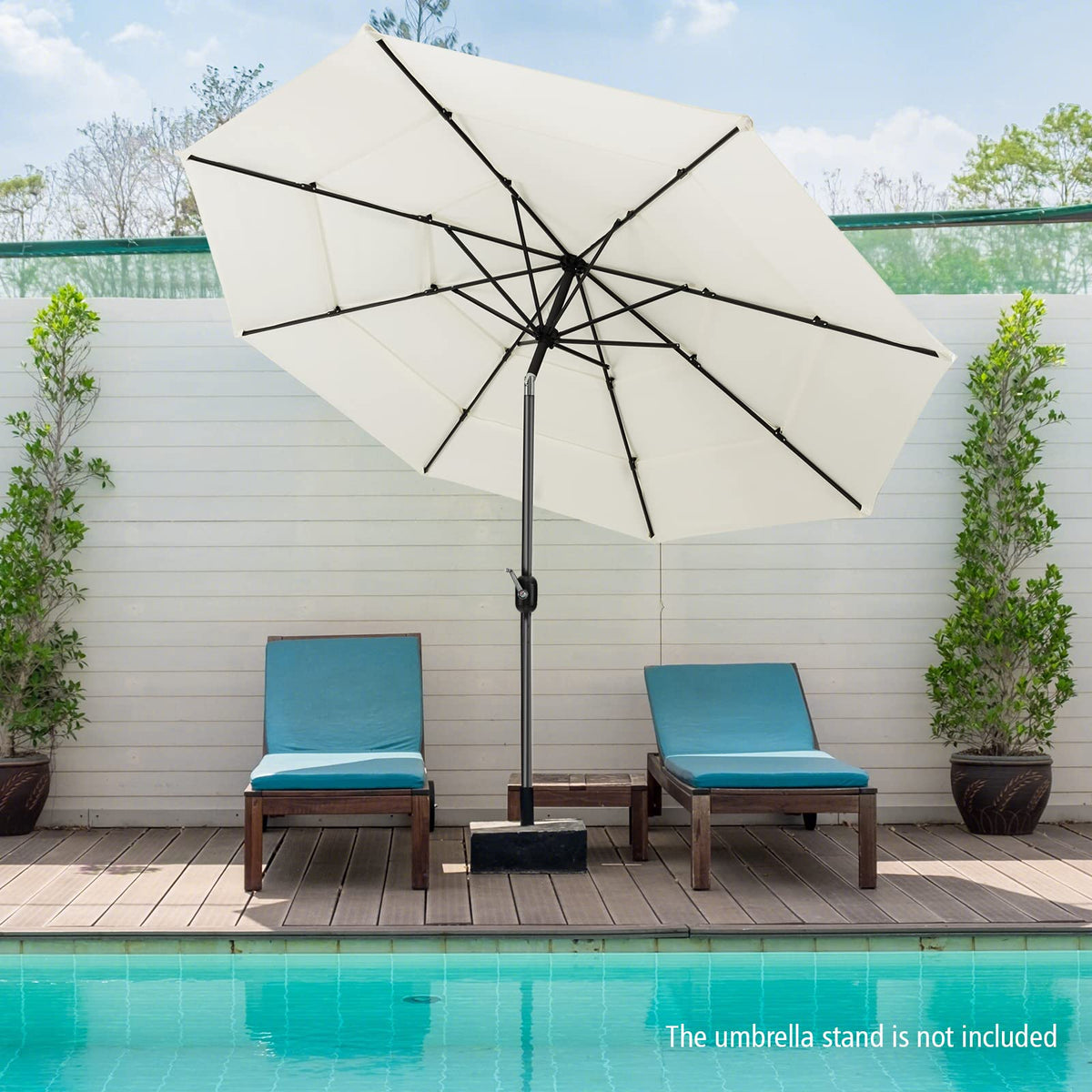 3 m Triple-Tier Patio Umbrella with Tilt & Crank