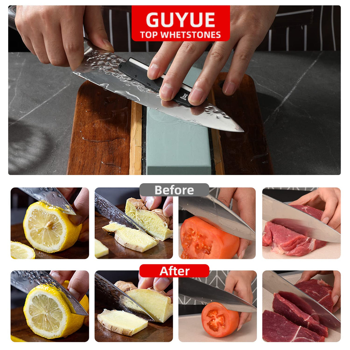 Four-Grit Waterstone Knife-Sharpening Set – 400 to 8000 Grit