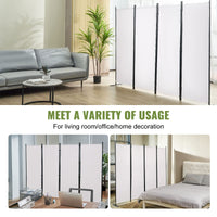 White 4-Panel Coated-Fabric Room Divider – 224 × 171cm