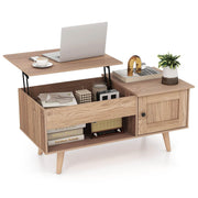Lift-Top Coffee Table with Hidden Cabinet & Open Shelf