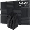 24 Pack Sound Proof Panels, Acoustic Foam Panels 12x12x2 inches Black Acoustic Panels, High Density Soundproofing Panels, Fire-retardant Sound Absorbing Foam for Studio Recording