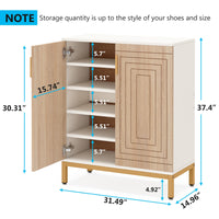 80 × 38 × 77 cm White Shoe Cabinet with 5 Shelves & 2 Doors