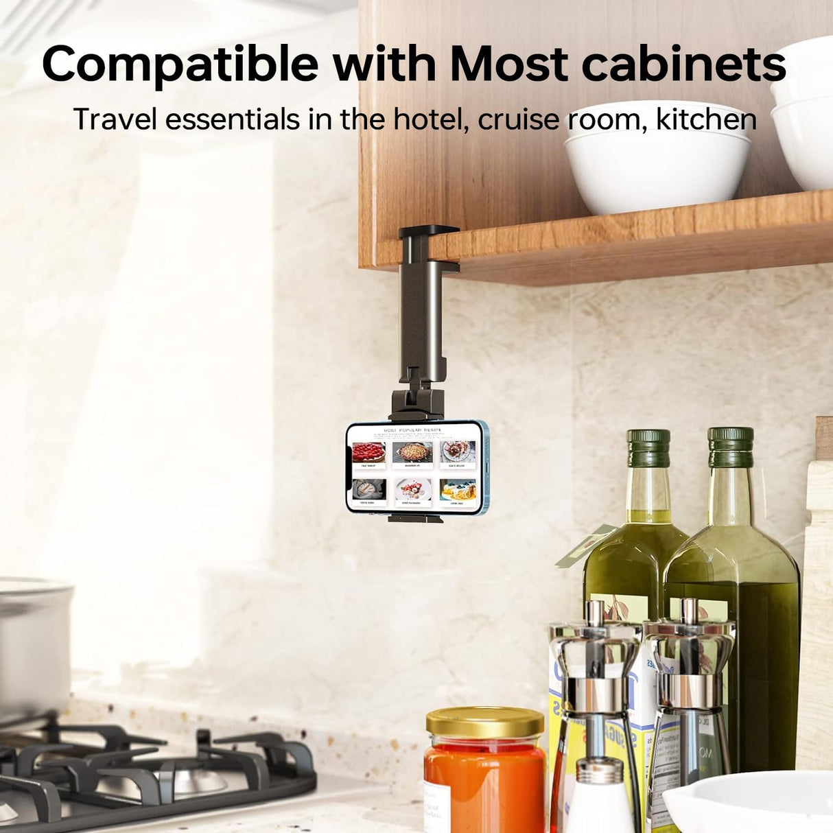 Portable Airplane Phone Holder, Klearlook Universal Travel Essentials Phone Mount with Multi-Directional 360° Rotation, Travel Must Haves Handsfree Phone Stand for Flying, Table, Outdoor Accessories