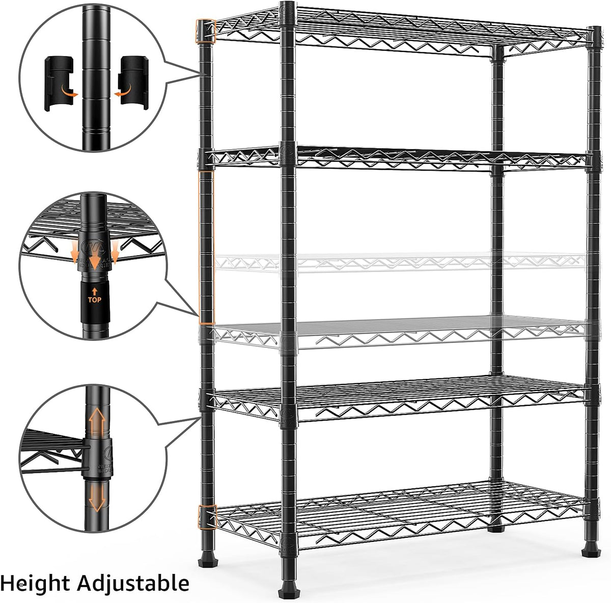 454 kg 4-Tier Heavy-Duty Wire Shelving – Chrome