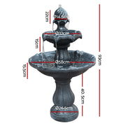 93 cm 3-Tier Solar Bird-Bath Fountain – 9V
