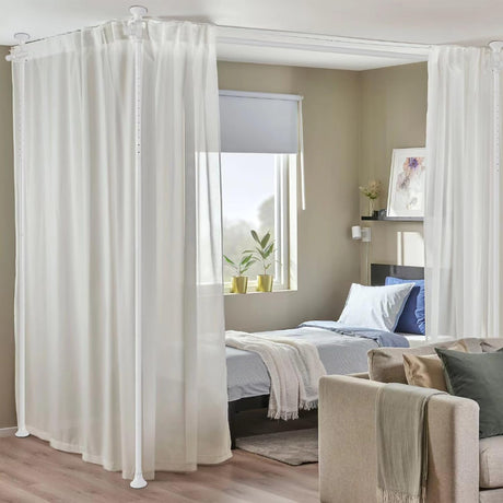 Room Divider, No Drilling Curtain Rods Wall Divider for Room Separation, 120” Tall 114” Wide Adjustable Floor to Ceiling Hanging Partition Room Dividers, Long Heavy Duty Room Divider Curtain Rods