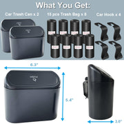 Compact Lidded Car Bin with 120 Liners & 4 Hooks