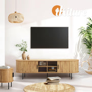 160 cm TV Cabinet with Tambour Sliding Door