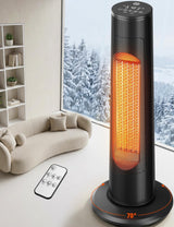 Portable Heater, 63CM 2000W PTC Ceramic Heater w/Remote, 1S Heating 30m², 12H Timer, 70° Oscillation, Adjustable Thermostat Fan Heater, Overheat & Tip-Over Protection Room Heater for Bedroom