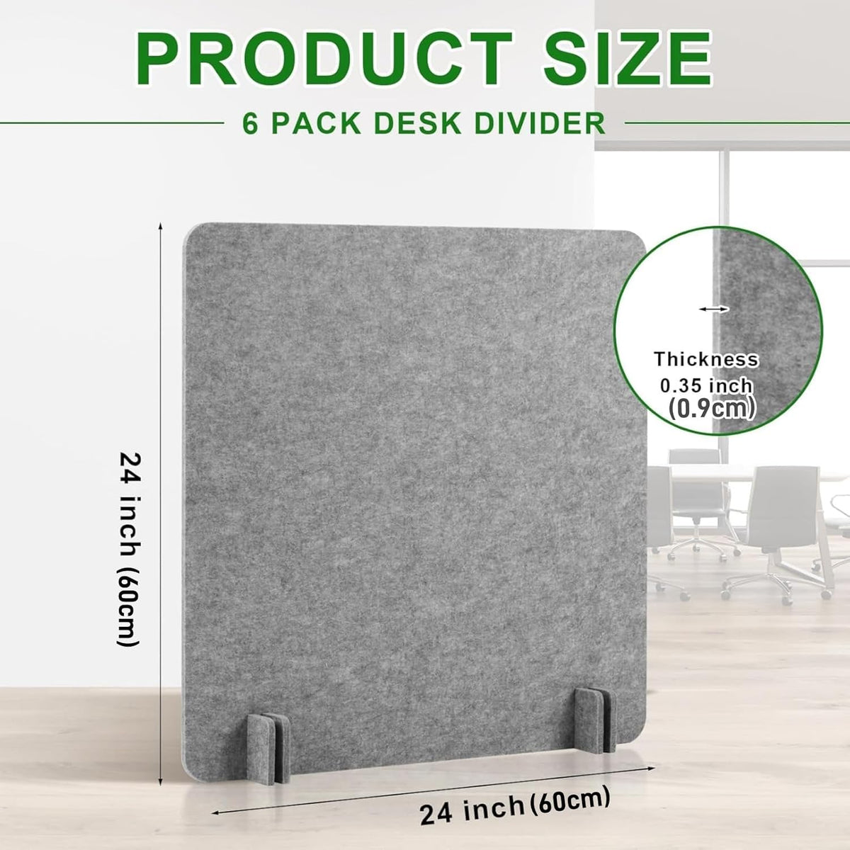 6Pcs Acoustic Desk Divider Desk Partition 60cm x 60cm Stand Up Freestanding Desk Privacy Panel Noise and Visual Distractions Reducing Table Divider for Student Reception Area Office,Light Grey