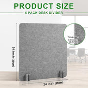 6Pcs Acoustic Desk Divider Desk Partition 60cm x 60cm Stand Up Freestanding Desk Privacy Panel Noise and Visual Distractions Reducing Table Divider for Student Reception Area Office,Light Grey