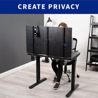 61 × 51 cm Black Clamp-On Steel Desk Pegboard & Privacy Panel