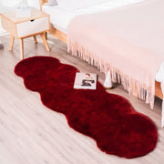 60 × 180 cm Burgundy Faux-Rabbit-Fur Runner