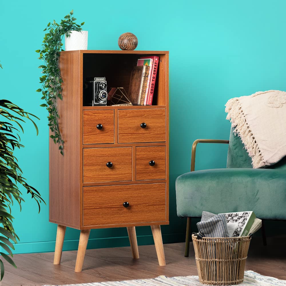 5-Drawer Storage Cabinet with Display Shelf
