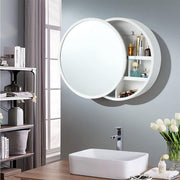 60 cm Round Sliding-Door Mirrored Bathroom Cabinet