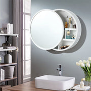 60 cm Round Sliding-Door Mirrored Bathroom Cabinet