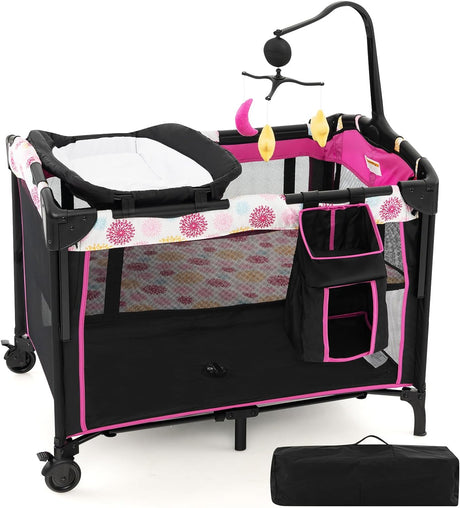 4-IN-1 Portable Travel Cot Portacot Baby Co Sleeper Bedside Bassinet Folding
