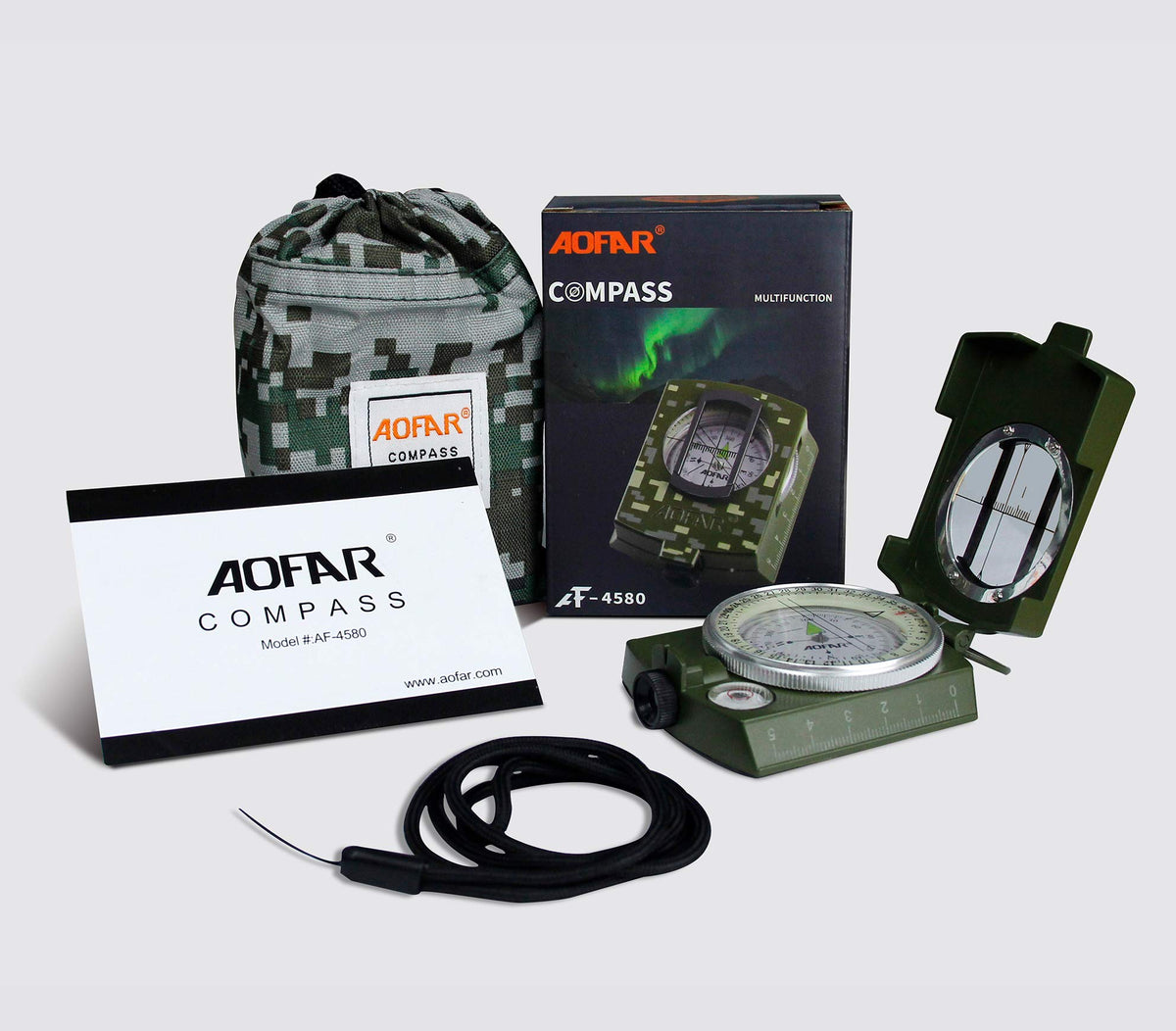AF-4580 Lensatic Sighting Compass with Map Measurer