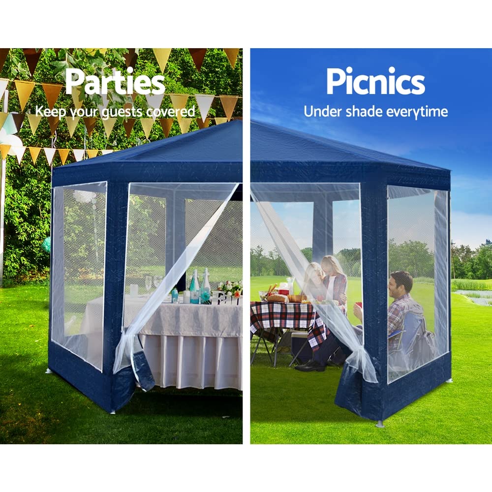 2 x 2 m Pop-Up Gazebo with Navy Mesh Walls