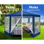 2 x 2 m Pop-Up Gazebo with Navy Mesh Walls