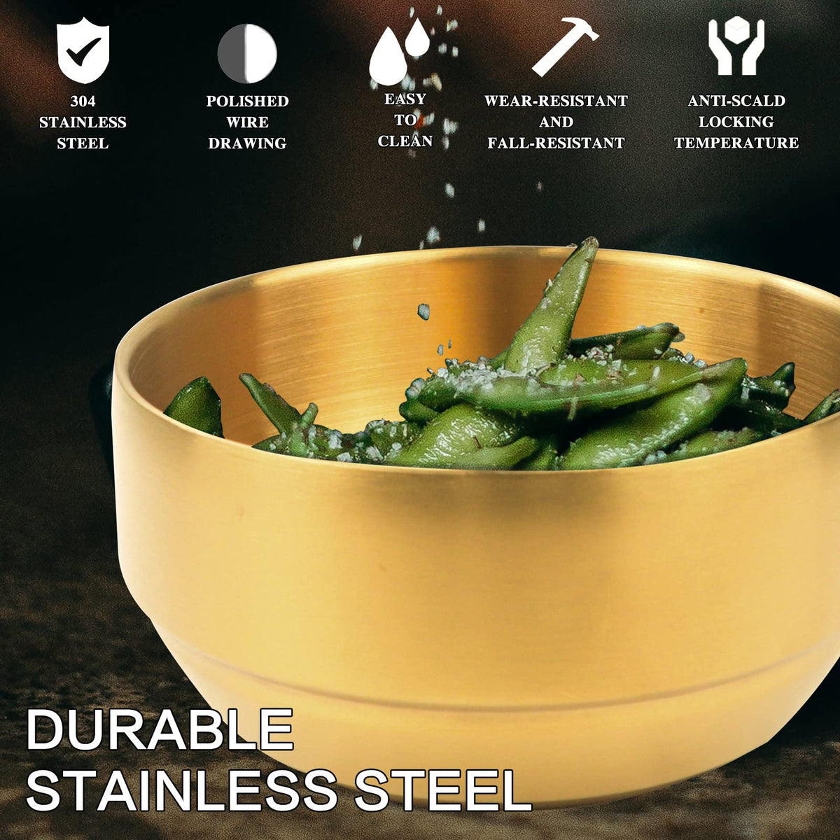 Gold Stainless-Steel Dinnerware Set – 8 Pieces