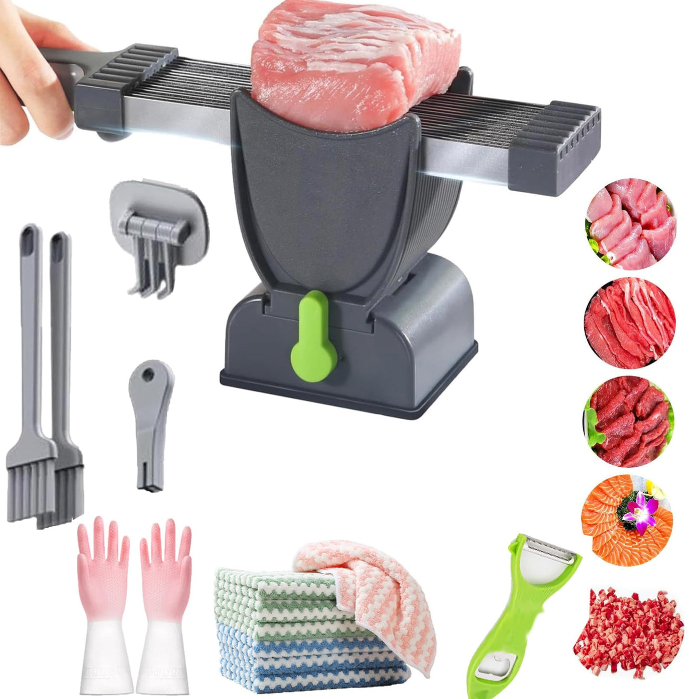 Manual Fresh-Meat Slicer & Cleaver Set – Black