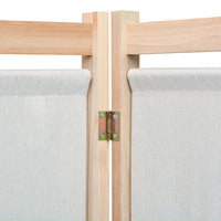Cream 3-Panel Fir-Wood Room Divider with 5 Storage Pockets