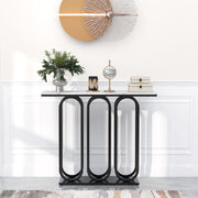 100 cm Faux-Marble Console Table – White & Black